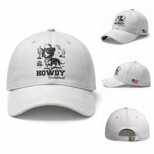 Funny Cowboy Dog Baseball Cap Howdy Dachshund Vintage Western TS12 Baseball Cap Universal Fit White Print Your Wear