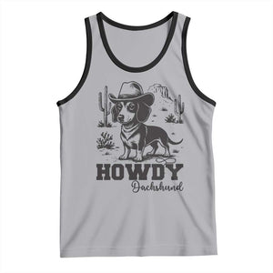 Funny Cowboy Dog Tank Top Howdy Dachshund Vintage Western TS12 Athletic Heather Black Print Your Wear