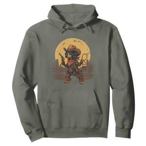 Funny Dachshund Cowboy Hoodie Western Wiener Dog TS12 Military Green Print Your Wear