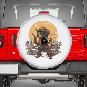 Funny Dachshund Cowboy Spare Tire Cover Western Wiener Dog TS12 White Print Your Wear