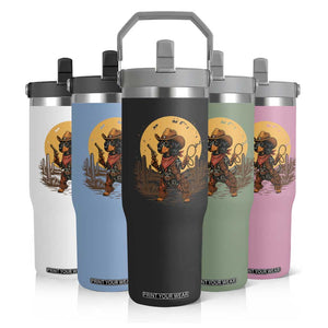 Funny Dachshund Cowboy Flip Straw Tumbler Western Wiener Dog TS12 Print Your Wear