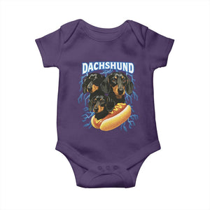 Dog Meme Baby Onesie Funny Dachshund Dog In A Hot Dog Costume TS12 Purple Print Your Wear