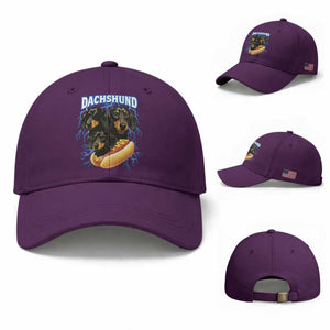 Dog Meme Baseball Cap Funny Dachshund Dog In A Hot Dog Costume TS12 Baseball Cap Universal Fit Purple Print Your Wear