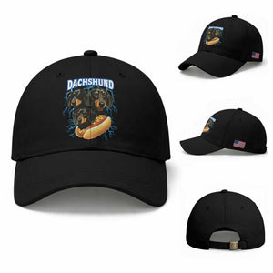 Dog Meme Baseball Cap Funny Dachshund Dog In A Hot Dog Costume TS12 Baseball Cap Universal Fit Black Print Your Wear