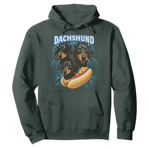 Dog Meme Hoodie Funny Dachshund Dog In A Hot Dog Costume TS12 Dark Forest Green Print Your Wear