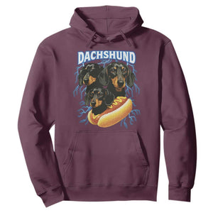 Dog Meme Hoodie Funny Dachshund Dog In A Hot Dog Costume TS12 Maroon Print Your Wear