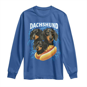 Dog Meme Long Sleeve Shirt Funny Dachshund Dog In A Hot Dog Costume TS12 Royal Blue Print Your Wear