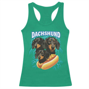 Dog Meme Racerback Tank Top Funny Dachshund Dog In A Hot Dog Costume TS12 Irish Green Print Your Wear