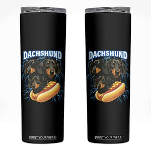 Dog Meme Skinny Tumbler Funny Dachshund Dog In A Hot Dog Costume TS12 Black Print Your Wear