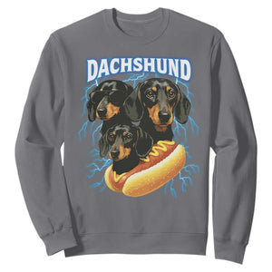 Dog Meme Sweatshirt Funny Dachshund Dog In A Hot Dog Costume TS12 Charcoal Print Your Wear