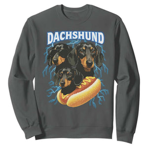 Dog Meme Sweatshirt Funny Dachshund Dog In A Hot Dog Costume TS12 Dark Heather Print Your Wear