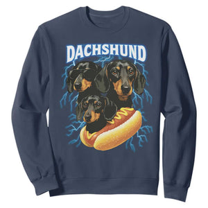 Dog Meme Sweatshirt Funny Dachshund Dog In A Hot Dog Costume TS12 Navy Print Your Wear