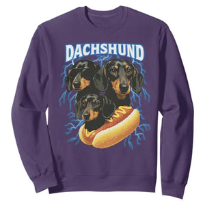 Dog Meme Sweatshirt Funny Dachshund Dog In A Hot Dog Costume TS12 Purple Print Your Wear