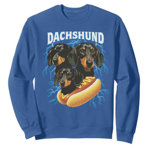 Dog Meme Sweatshirt Funny Dachshund Dog In A Hot Dog Costume TS12 Royal Blue Print Your Wear