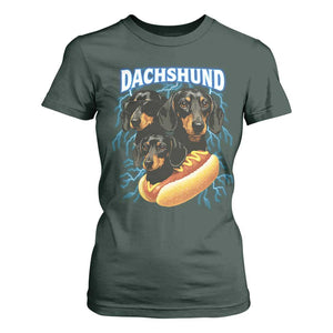 Dog Meme T Shirt For Women Funny Dachshund Dog In A Hot Dog Costume TS12 Dark Forest Green Print Your Wear