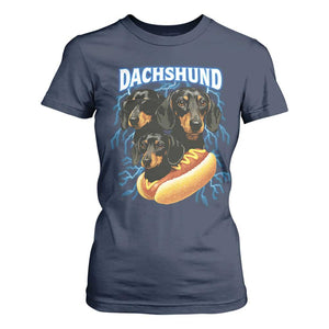 Dog Meme T Shirt For Women Funny Dachshund Dog In A Hot Dog Costume TS12 Navy Print Your Wear