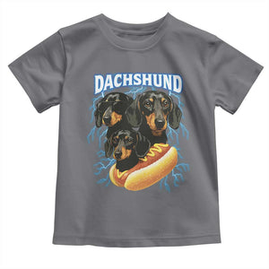 Dog Meme Toddler T Shirt Funny Dachshund Dog In A Hot Dog Costume TS12 Charcoal Print Your Wear