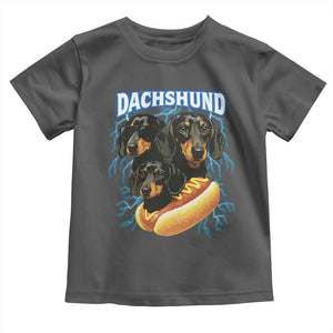 Dog Meme Toddler T Shirt Funny Dachshund Dog In A Hot Dog Costume TS12 Dark Heather Print Your Wear