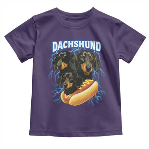 Dog Meme Toddler T Shirt Funny Dachshund Dog In A Hot Dog Costume TS12 Purple Print Your Wear