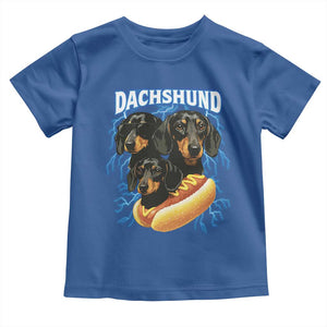 Dog Meme Toddler T Shirt Funny Dachshund Dog In A Hot Dog Costume TS12 Royal Blue Print Your Wear