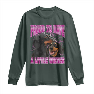 Funny Dachshund Dog Meme Long Sleeve Shirt Proud To Have A Little Wiener TS12 Dark Forest Green Print Your Wear