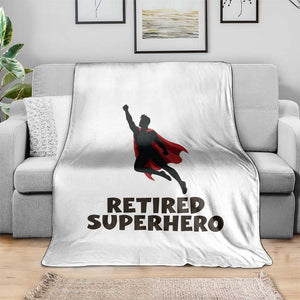 Retired Superhero Retirement Gift Throw Blanket Flying Red Cape Silhouette Graphic