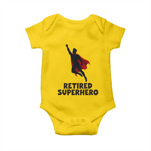 Retired Superhero Retirement Gift Baby Onesie Flying Red Cape Silhouette Graphic
