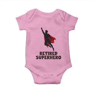 Retired Superhero Retirement Gift Baby Onesie Flying Red Cape Silhouette Graphic