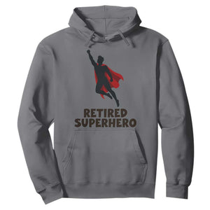 Retired Superhero Retirement Gift Hoodie Flying Red Cape Silhouette Graphic