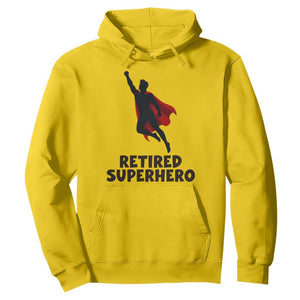Retired Superhero Retirement Gift Hoodie Flying Red Cape Silhouette Graphic