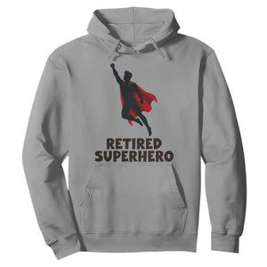 Retired Superhero Retirement Gift Hoodie Flying Red Cape Silhouette Graphic