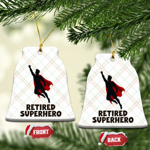 Retired Superhero Retirement Gift Ceramic Ornament Flying Red Cape Silhouette Graphic