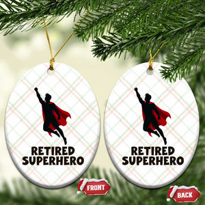 Retired Superhero Retirement Gift Ceramic Ornament Flying Red Cape Silhouette Graphic