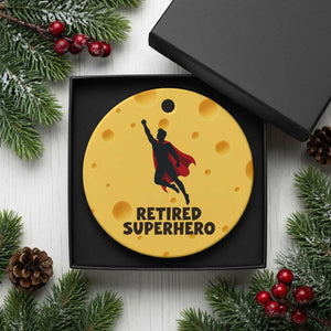 Retired Superhero Retirement Gift Ceramic Ornament Flying Red Cape Silhouette Graphic