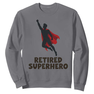 Retired Superhero Retirement Gift Sweatshirt Flying Red Cape Silhouette Graphic