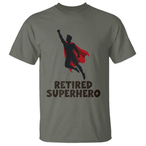 Retired Superhero Retirement Gift T Shirt Flying Red Cape Silhouette Graphic