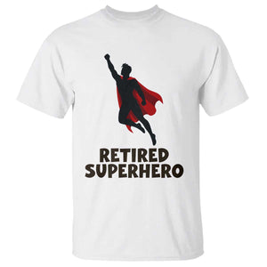 Retired Superhero Retirement Gift T Shirt Flying Red Cape Silhouette Graphic