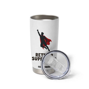 Retired Superhero Retirement Gift Tumbler Cup Flying Red Cape Silhouette Graphic TS12 Print Your Wear