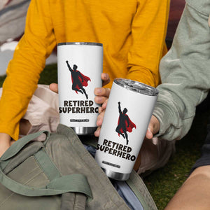Retired Superhero Retirement Gift Tumbler Cup Flying Red Cape Silhouette Graphic TS12 Print Your Wear
