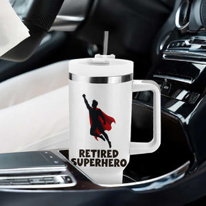 Retired Superhero Retirement Gift Tumbler With Handle Flying Red Cape Silhouette Graphic TS12 Print Your Wear