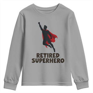 Retired Superhero Retirement Gift Youth Sweatshirt Flying Red Cape Silhouette Graphic