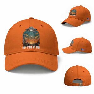 They Stole My Beer Baseball Cap Funny UFO Abducting Beer Mug Vintage Western Gift