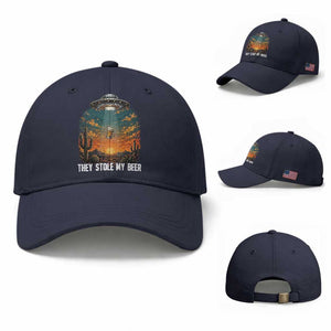 They Stole My Beer Baseball Cap Funny UFO Abducting Beer Mug Vintage Western Gift