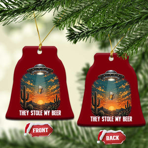 They Stole My Beer Ceramic Ornament Funny UFO Abducting Beer Mug Vintage Western Gift