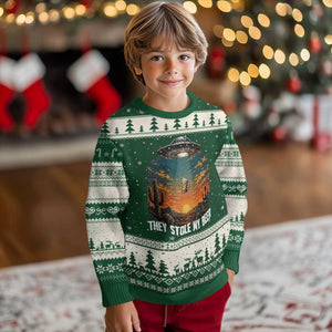 They Stole My Beer Ugly Christmas Sweater Funny UFO Abducting Beer Mug Vintage Western Gift