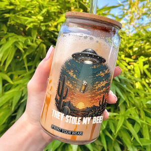 They Stole My Beer Glass Can Funny UFO Abducting Beer Mug Vintage Western Gift TS12 Black Print Your Wear