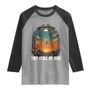 They Stole My Beer Raglan Shirt Funny UFO Abducting Beer Mug Vintage Western Gift
