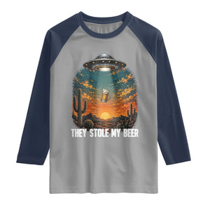 They Stole My Beer Raglan Shirt Funny UFO Abducting Beer Mug Vintage Western Gift