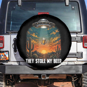 They Stole My Beer Spare Tire Cover Funny UFO Abducting Beer Mug Vintage Western Gift TS12 No hole Black Print Your Wear