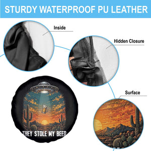 They Stole My Beer Spare Tire Cover Funny UFO Abducting Beer Mug Vintage Western Gift TS12 Print Your Wear